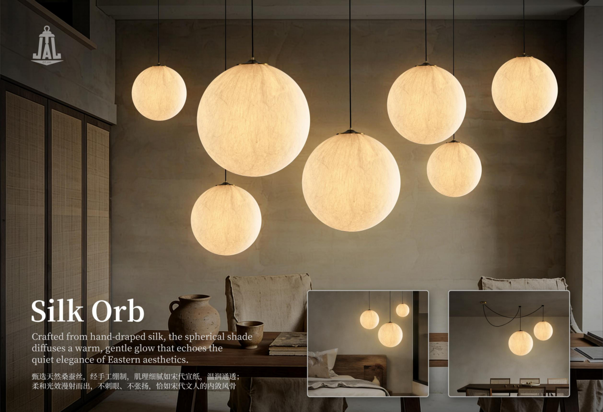 Silk Orb Multi-Size Pendant Cluster silk decorative lighting product